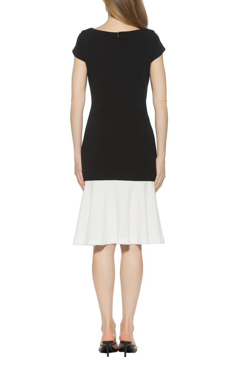 Alexia Admor Renata Cap Sleeve Handkerchief Hem Knit Dress, Alternate, color, Black/ White