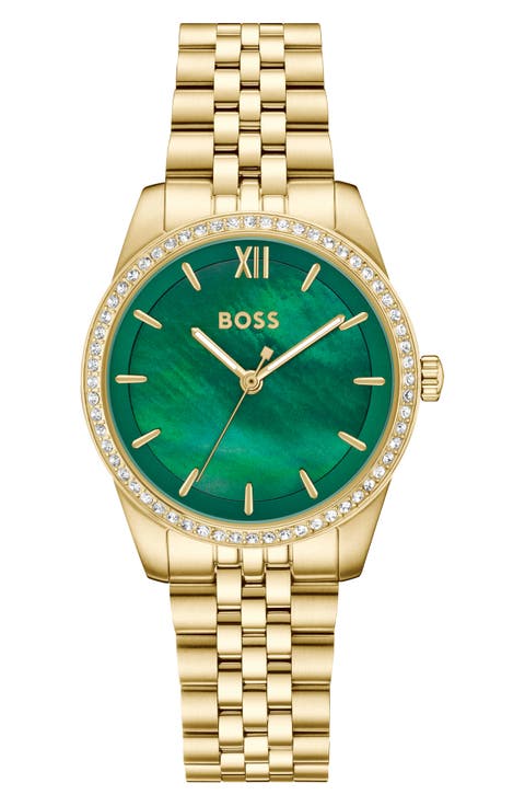 Graceful Crystal Bezel Bracelet Watch, 32mm