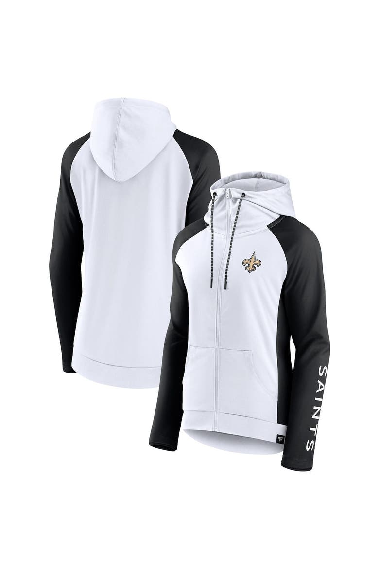 Women's Fanatics Branded White/Black New Orleans Saints End Around Lightweight Raglan Full-Zip Hoodie Jacket, Alternate, color, White