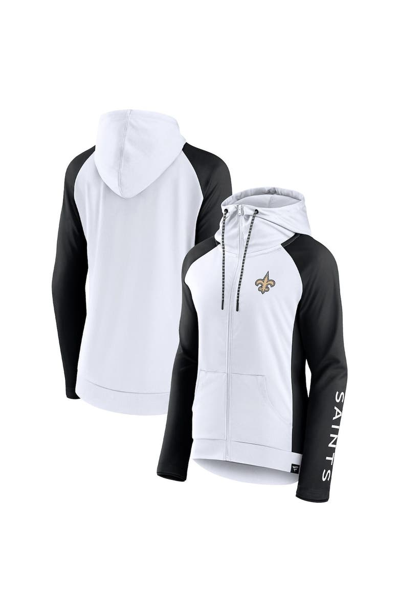 FANATICS Women's Fanatics Branded White/Black New Orleans Saints End Around Lightweight Raglan Full-Zip Hoodie Jacket, Alternate, color, White