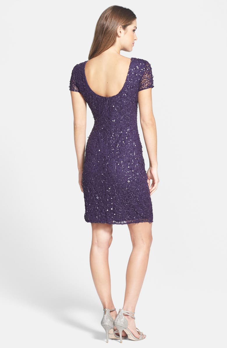 Adrianna Papell Sequin Mesh Sheath Dress, Alternate, color, 