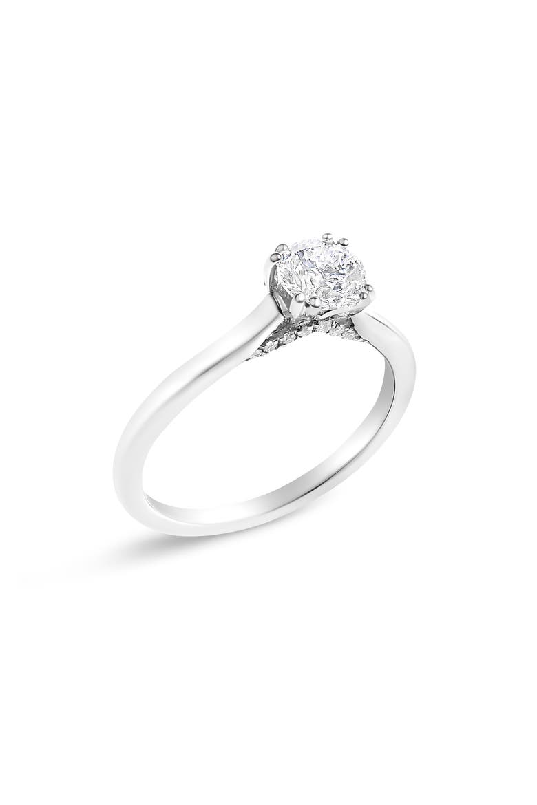 14K White Gold 7/8 Cttw Lab Grown Diamond Solitaire Cathedral Style Engagement Ring, Alternate, color, White