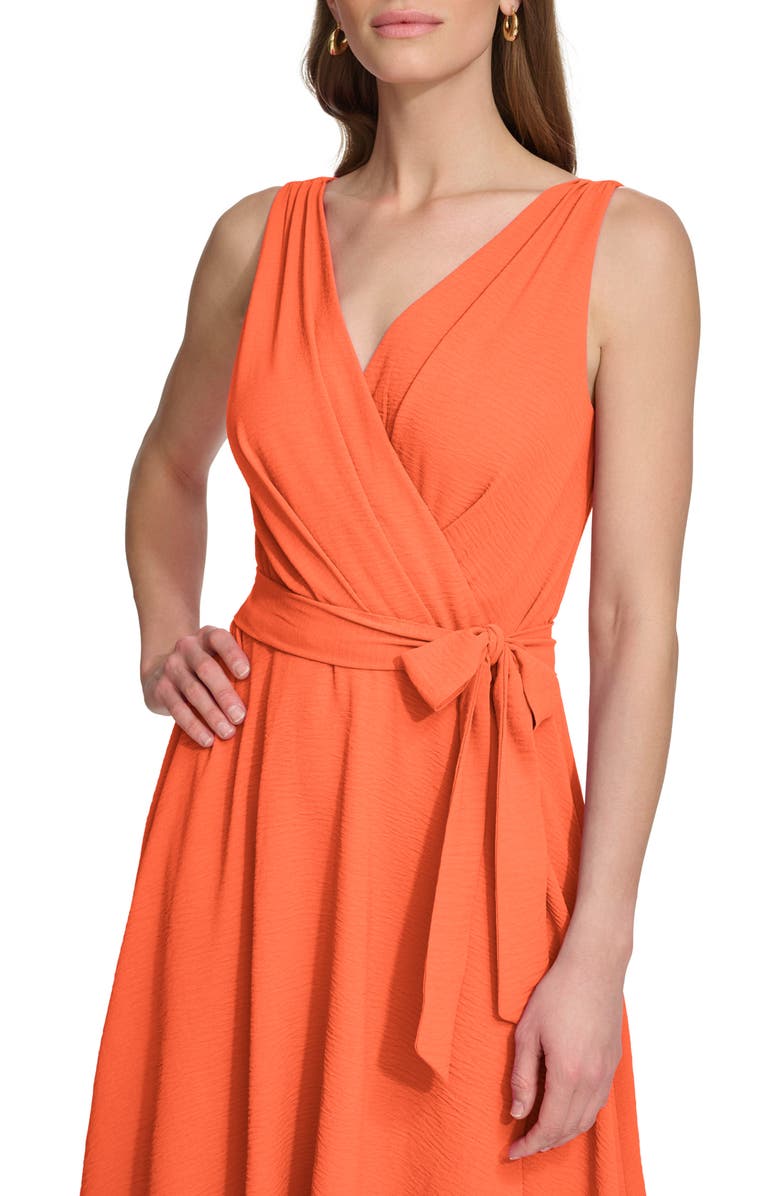 DKNY Faux Wrap Gauze Dress, Alternate, color, Tigerlily