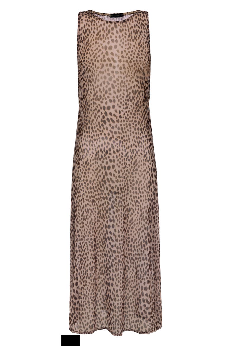Twist Leopard Print Mesh Cover-Up Dress, Alternate, color, MULTI