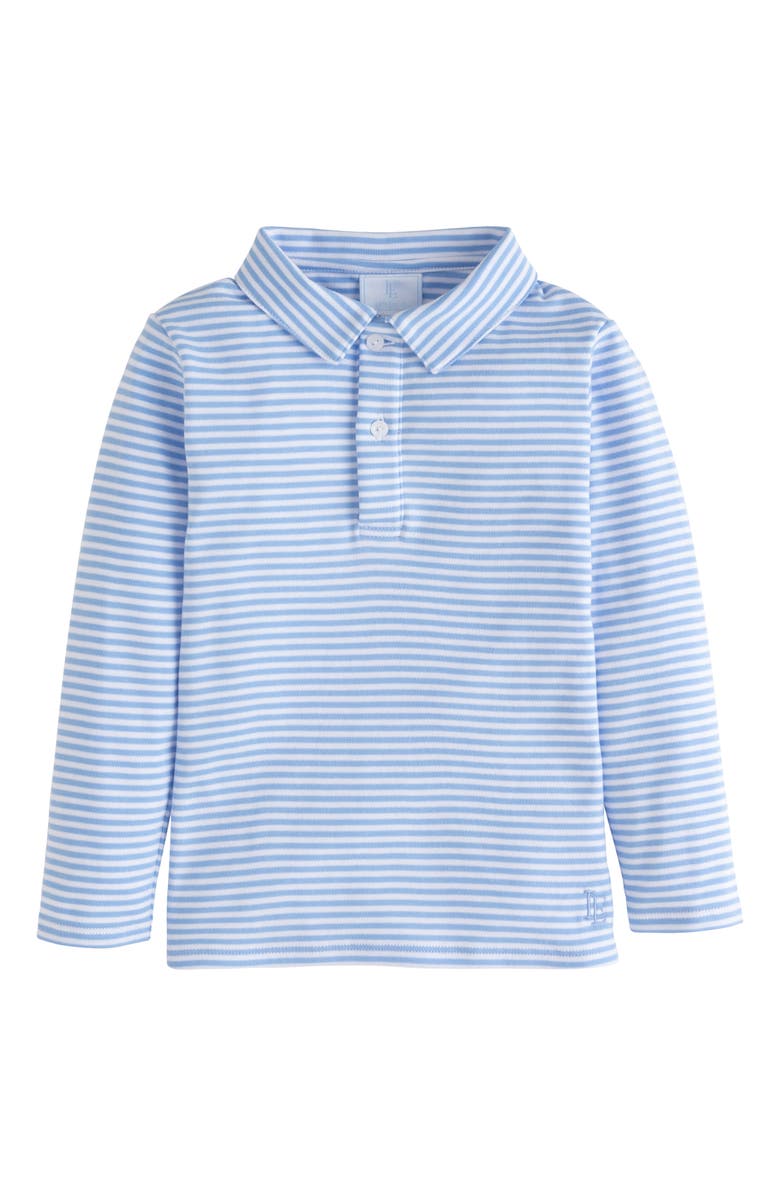 Little English Kids' Striped Long Sleeve Polo, Main, color, Light Blue Stripe