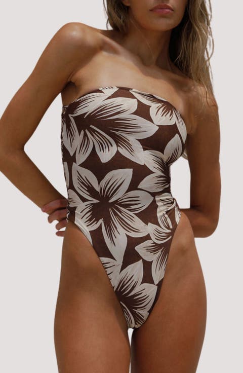 Paola Macramé Strapless One-Piece Swimsuit