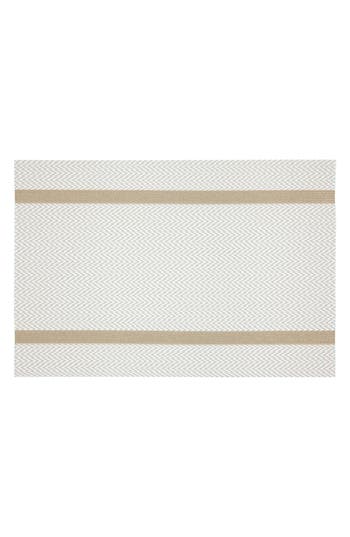 Dainty Home Set Of 6 Vinyl Placemats In Chevron Gold Border White