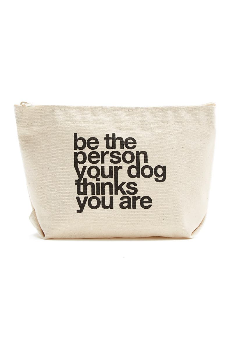 'The Lil' Zip' Print Pouch, Main, color, BLACK- BE THE PERSON