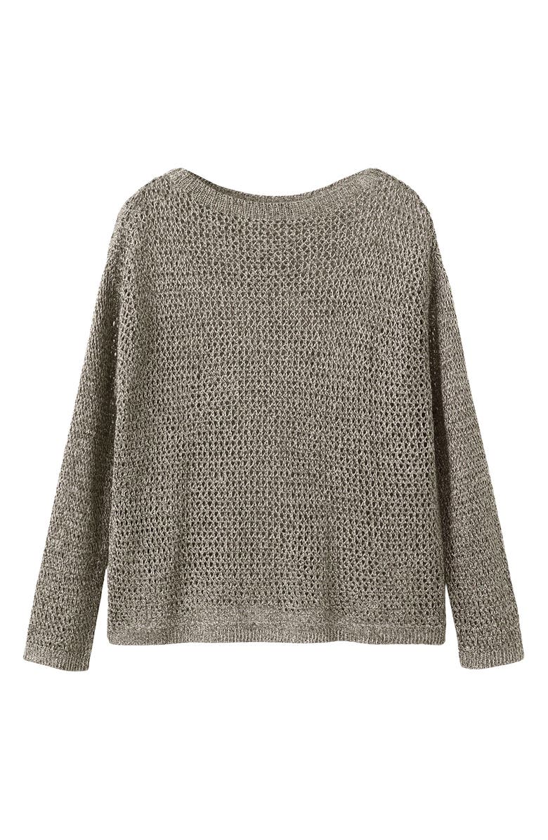 MANGO Luli Jersey Open Stitch Sweater, Alternate, color, Khaki Green