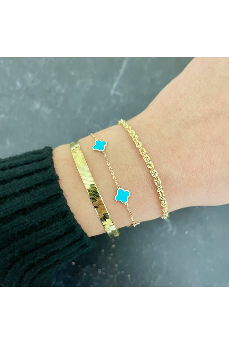 Mini Turquoise Clover Bracelet, Alternate, color, Turquoise