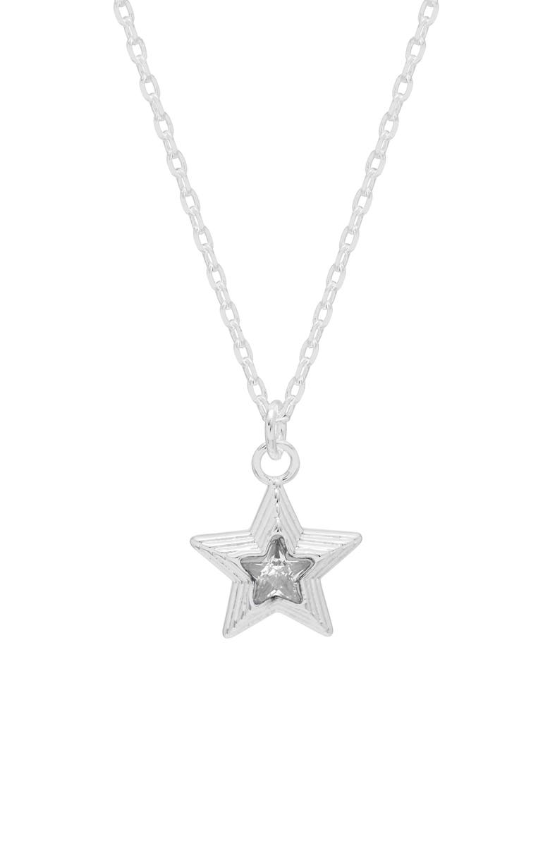 Estella Bartlett Blue Star Crystal Pendant Necklace, Main, color, Silver