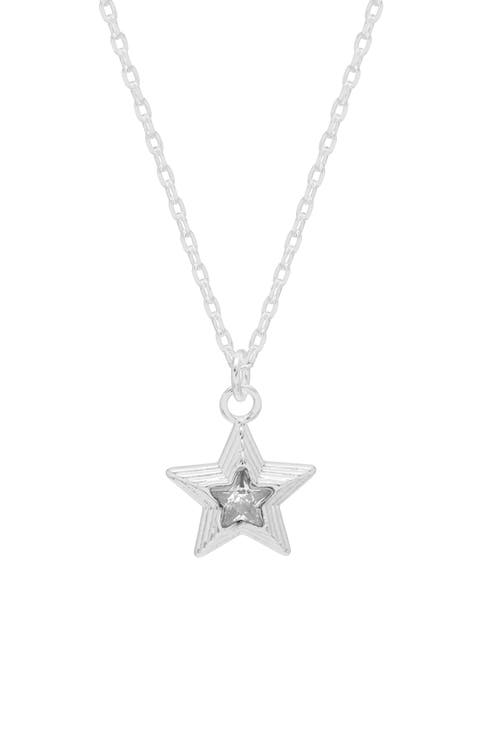 Blue Star Crystal Pendant Necklace