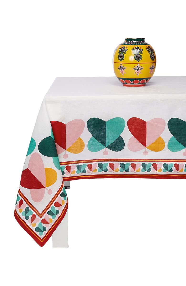 La DoubleJ Medium Tablecloth (180X280) Farfalle Ring Multicolor, Alternate, color, Farfalle Ring Multicolor