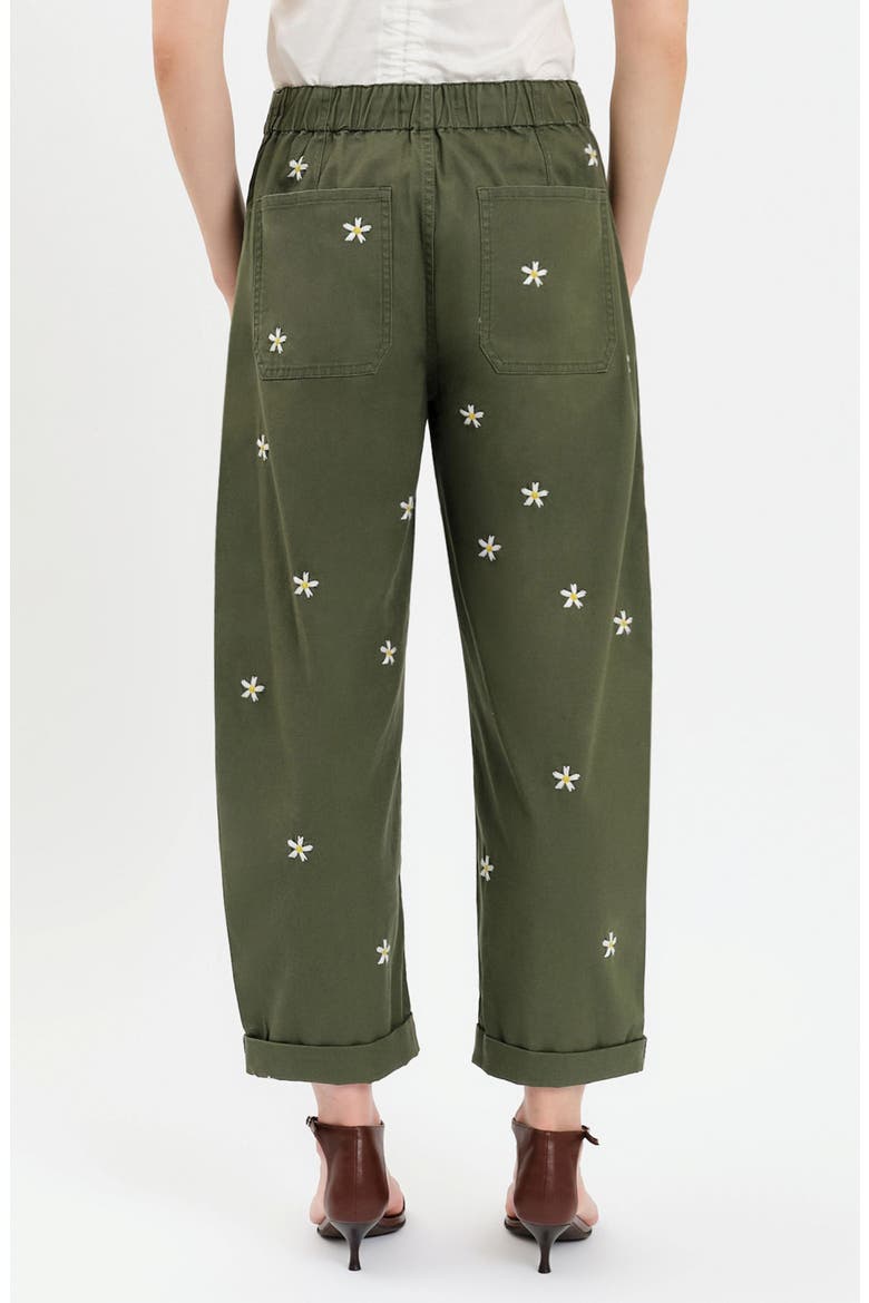 Villa Embroidered Cuffed Drawstring Pants, Alternate, color, BRONZE GREEN DAISY
