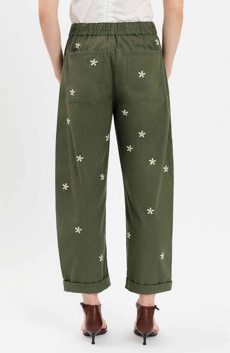 DAZE Villa Embroidered Cuffed Drawstring Pants, Alternate, color, Bronze Green Daisy