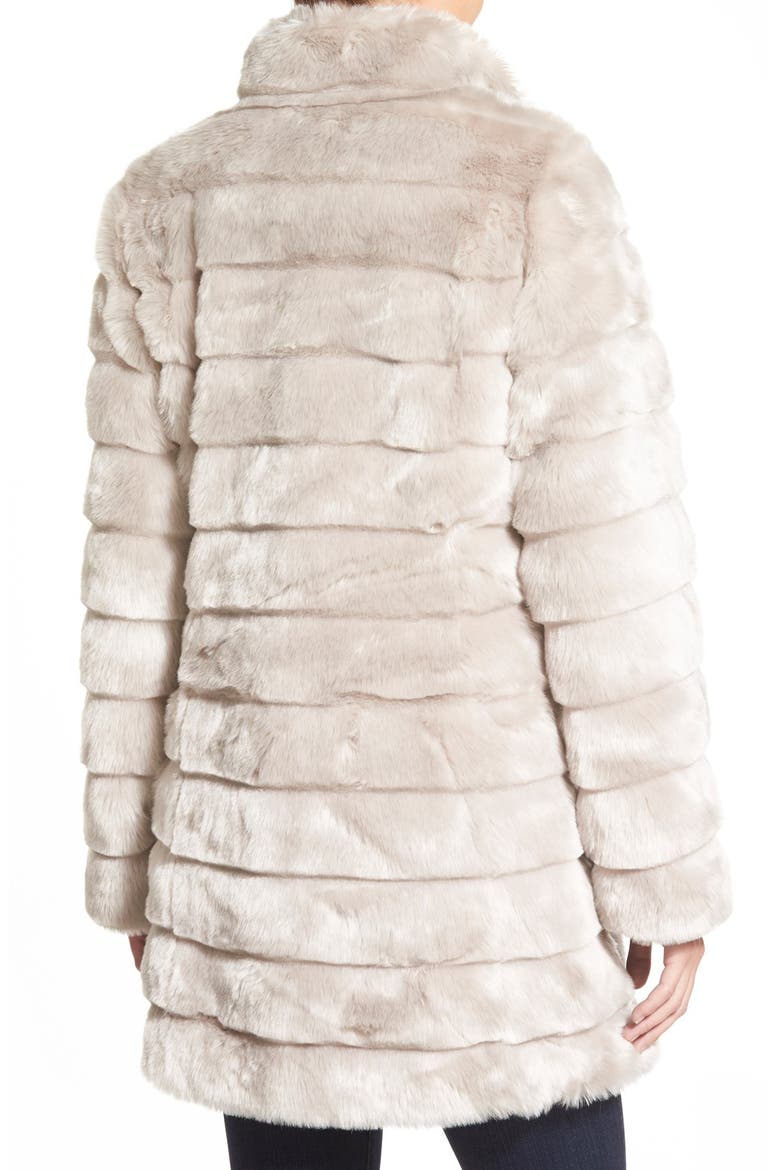 Grooved Faux Fur Coat, Alternate, color, SILVER