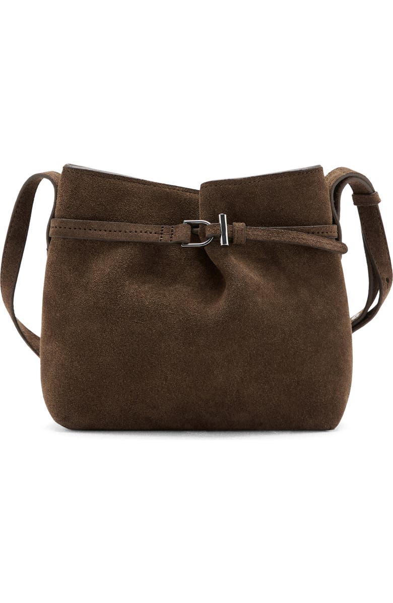 MANGO Suede Buckle Shoulder Bag, Main, color,