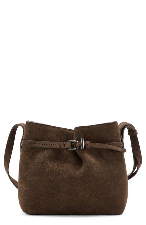 Suede Buckle Shoulder Bag