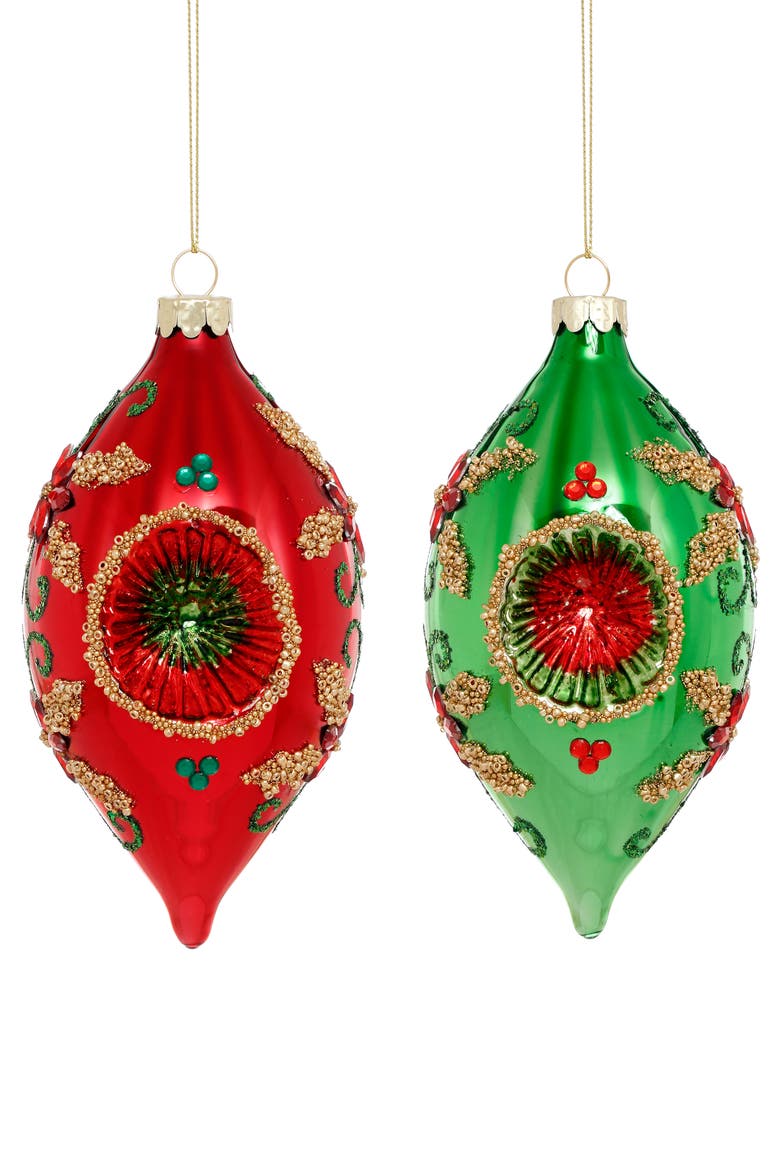 Poinsettia Reflector Finial Ornament, Box of 6, Main, color, Red