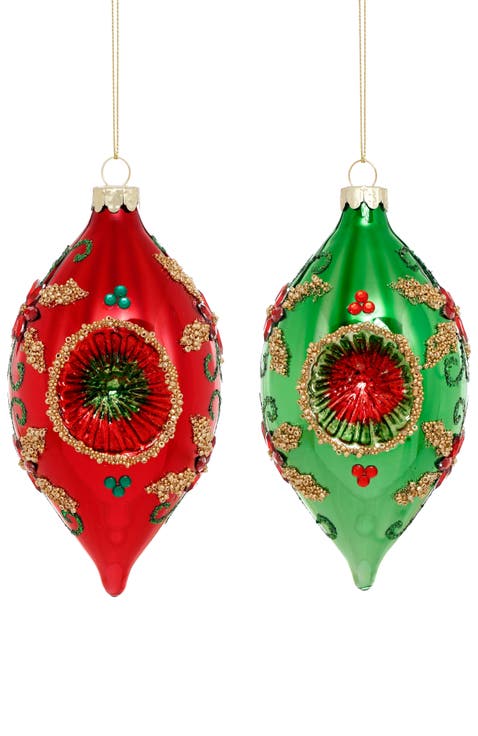 Poinsettia Reflector Finial Ornament, Box of 6
