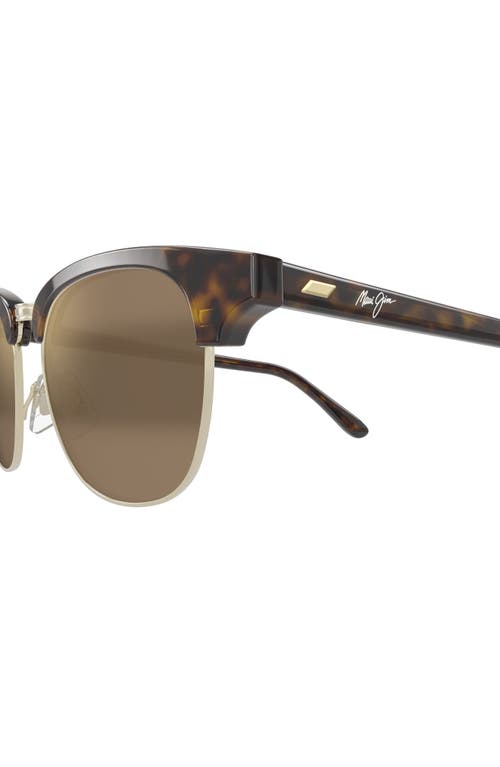Maui Jim Holomua 52mm Polarized Wraparound Sunglasses In Brown