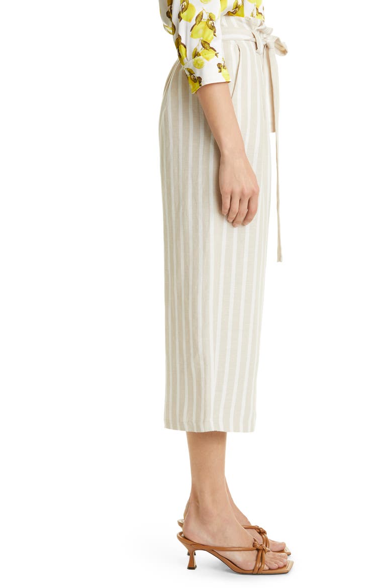 Samira Crop Wide Leg Linen Blend Pants, Alternate, color, BISQUE/IVORY