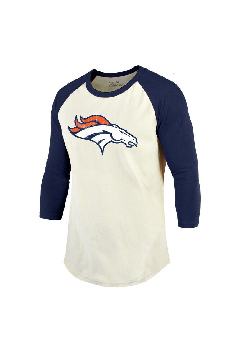Majestic Threads Men's Majestic Threads Russell Wilson Cream/Navy Denver Broncos Vintage Player Name & Number Raglan 3/4-Sleeve T-Shirt, Alternate, color, 