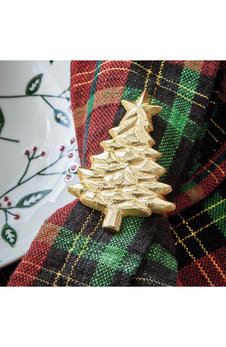 tag Tree Napkin Ring in Brass Gold Aluminum for Christmas Decor, Alternate, color, Gold