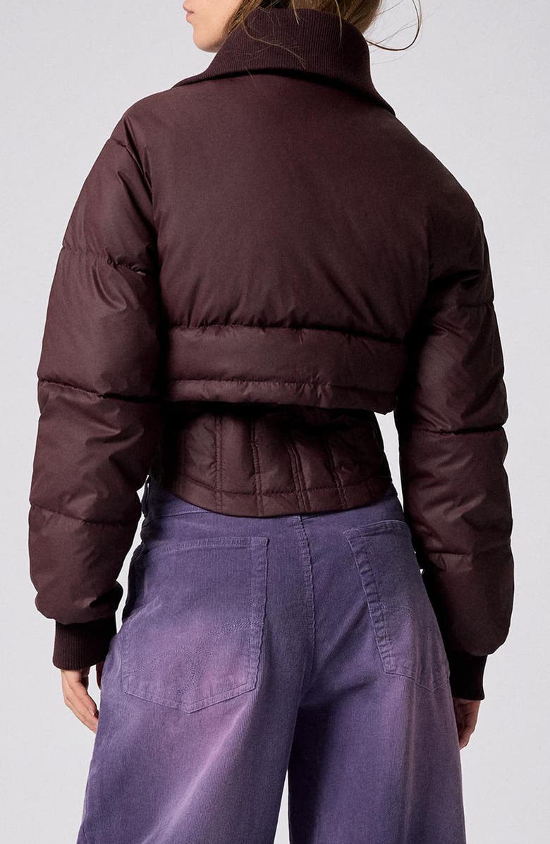 Desigual Quilted Crop Puffer Jacket, Alternate, color, Burgundy