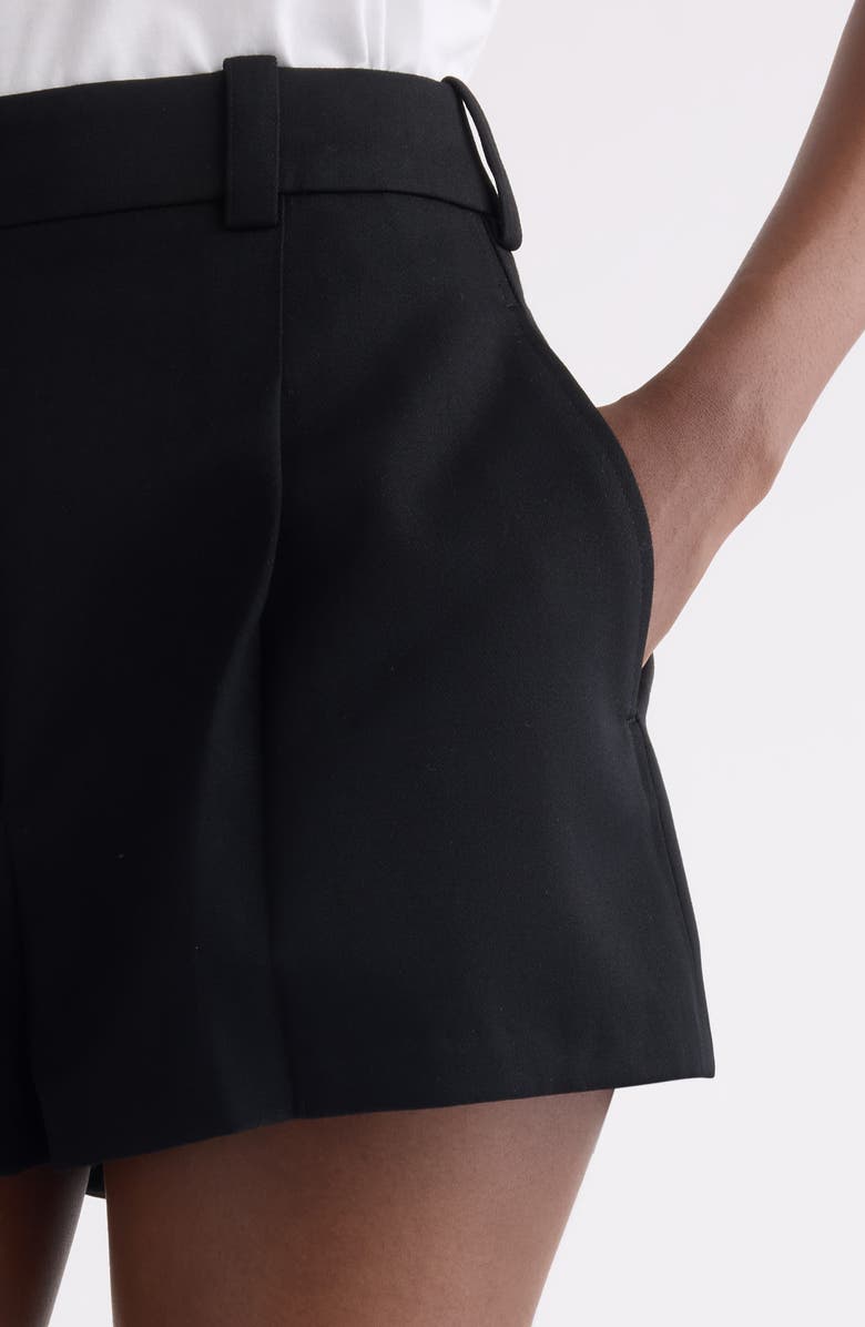 Givenchy Pleated Wool Grain de Poudre Shorts, Alternate, color, Black