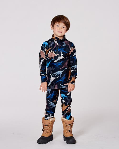 Deux Par Deux Two-piece Thermal Underwear Seat Dinosaur In Multi