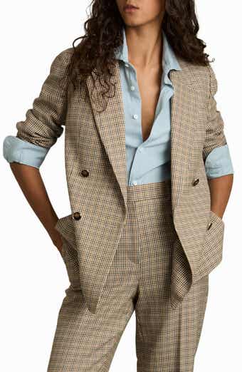 Reiss Vida Houndstooth Double Breasted Wool Blazer
