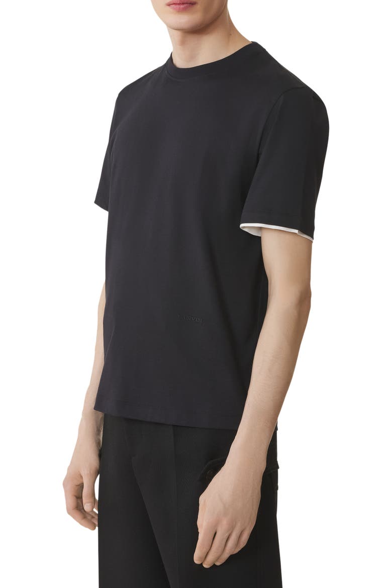 Cotton T-Shirt With Silk Detail, Alternate, color, Black