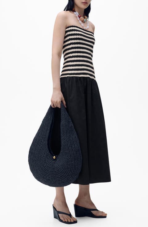 Nati Strapless Mixed Media Maxi Dress