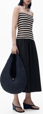 MANGO Nati Strapless Mixed Media Maxi Dress