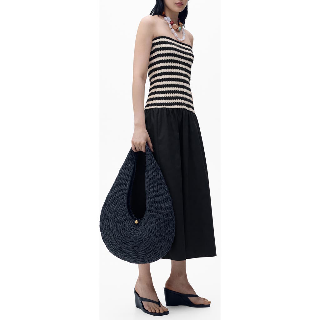 Mango Nati Strapless Mixed Media Maxi Dress