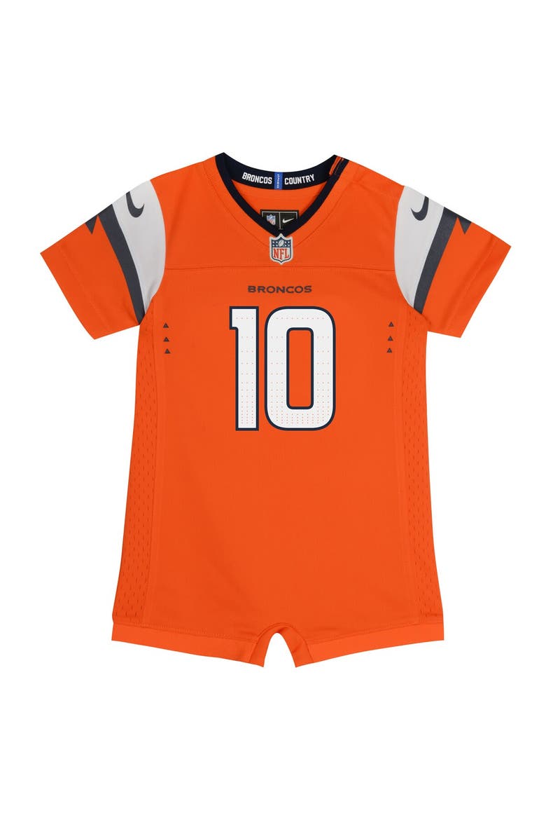 Newborn & Infant Nike Bo Nix Orange Denver Broncos Game Romper Jersey, Alternate, color, Orange