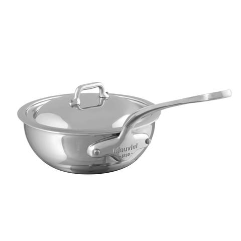 M'Cook 2.1 qt. Stainless Steel Curved Splayed Saute Pan with Lid