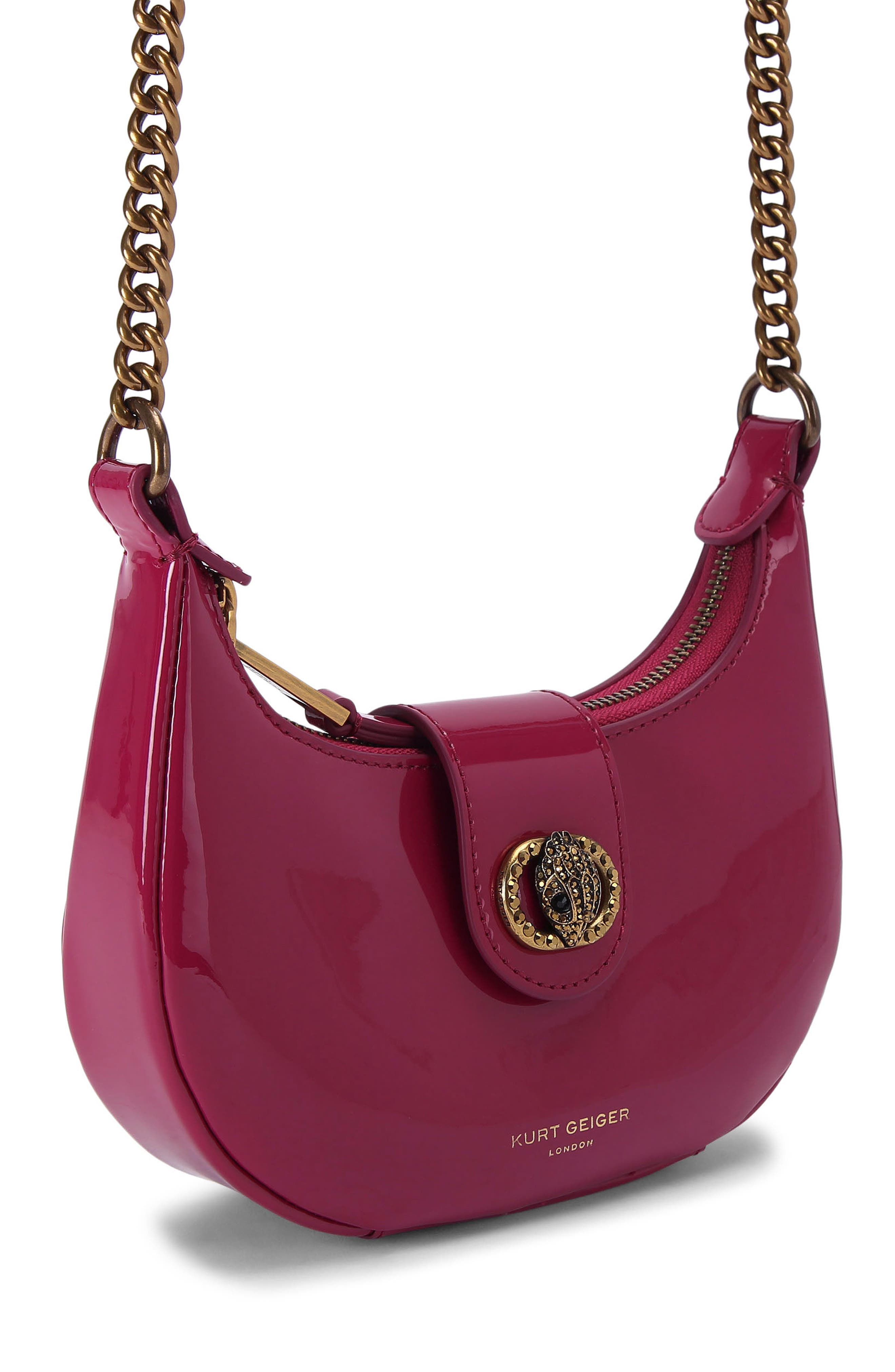 Kurt Geiger London Small Leather Chelsea Hobo Crossbody Bag, Alternate, color, Bright Pink