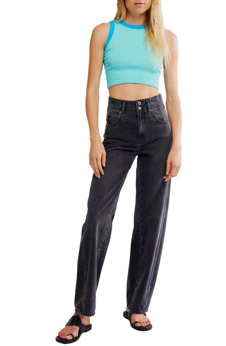 Free People Make It Happen Rib Crop Tank, Alternate, color, Aqua Sky Combo