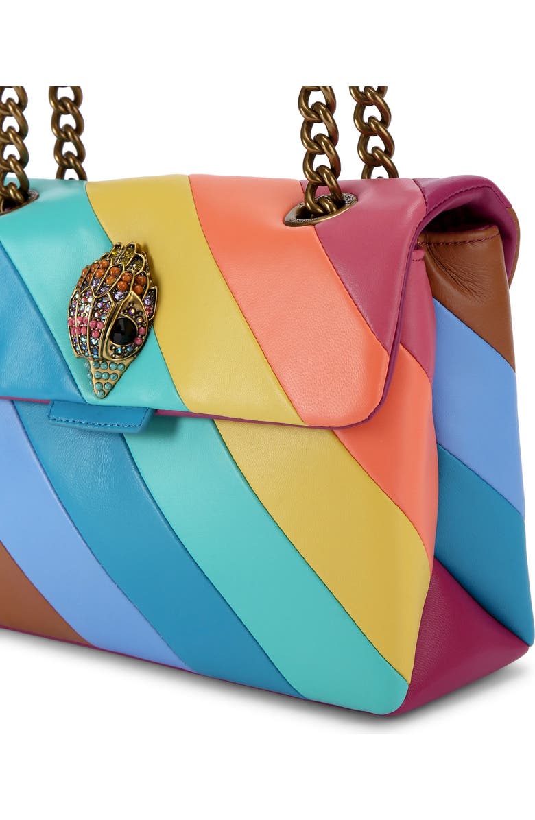 Kurt Geiger London Large Rainbow Stripe Leather Kensington Shoulder Bag, Alternate, color,