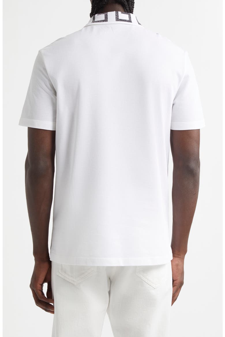 Metallic Greca Collar Piqué Polo, Alternate, color, WHITE ANTRACHITE