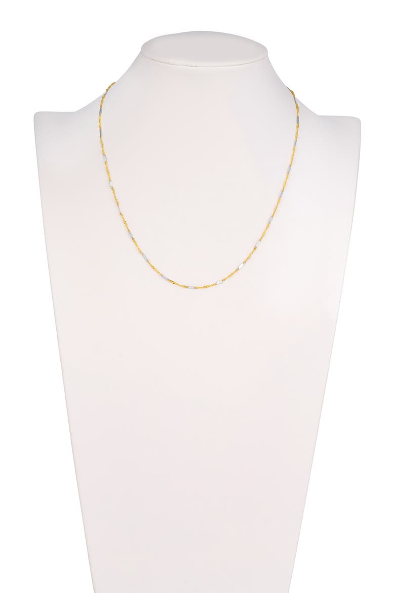 Two-Tone 14K Gold Bar Station Chain Necklace, Alternate, color, SILVER/ YELLOW GOLD