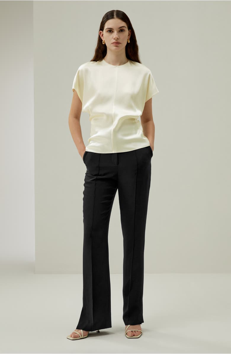 Lilysilk Short Batwing Sleeve Silk Contour Top, Alternate, color, Lily White