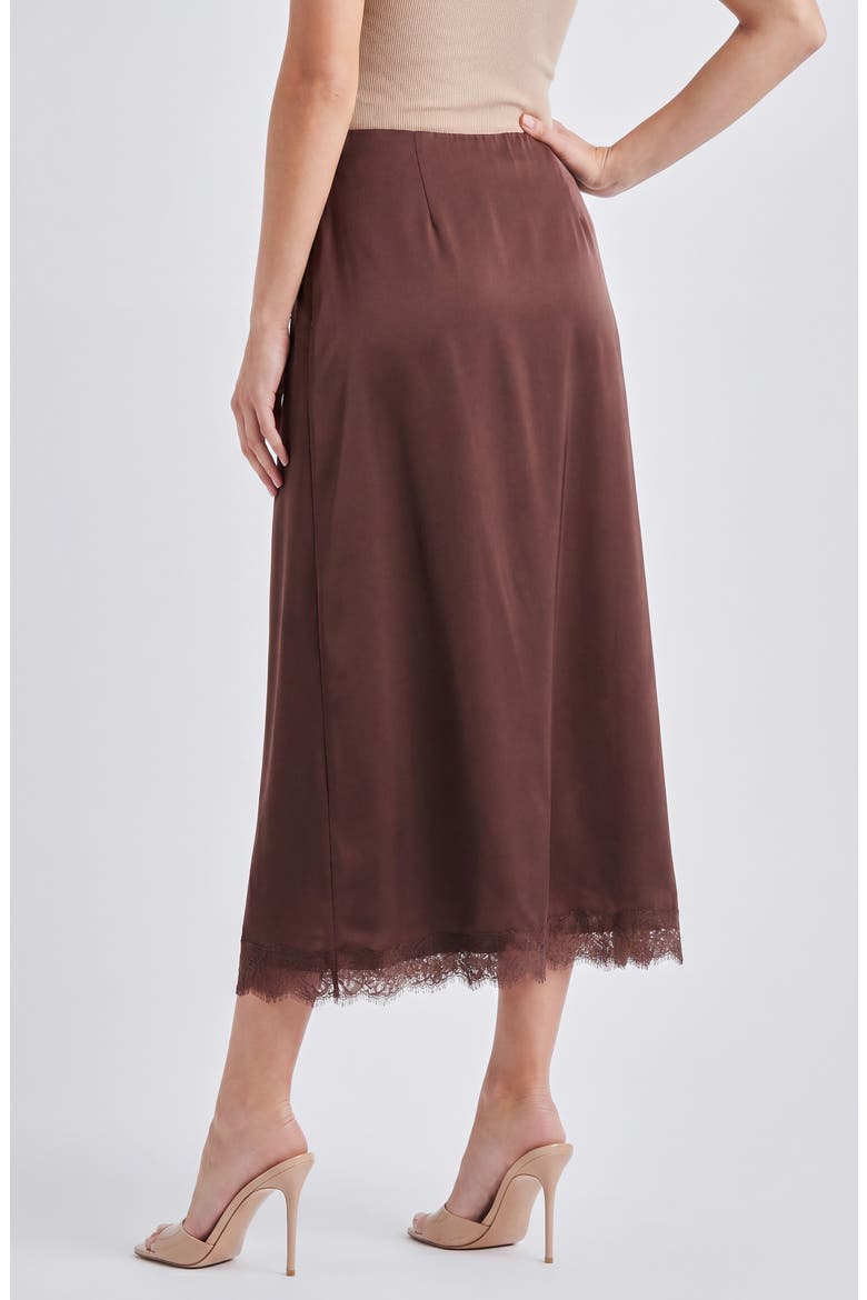 Lace Trim Satin Maxi Skirt, Alternate, color, PUCE