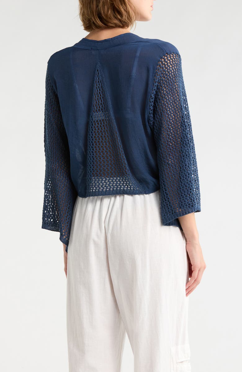 Elan Tie Front Bell Sleeve Cover-Up Top, Alternate, color, Navy