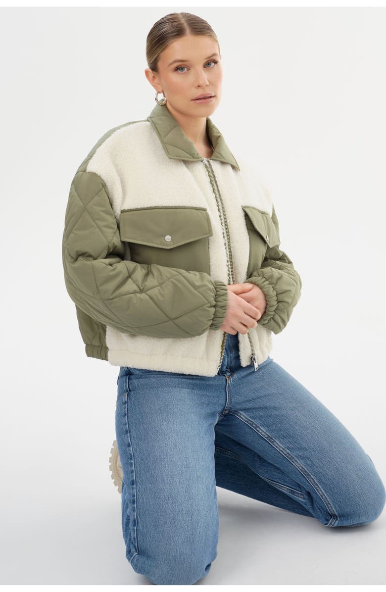 LAMARQUE PEYTON | Mixed Media Bomber Jacket, Alternate, color, 