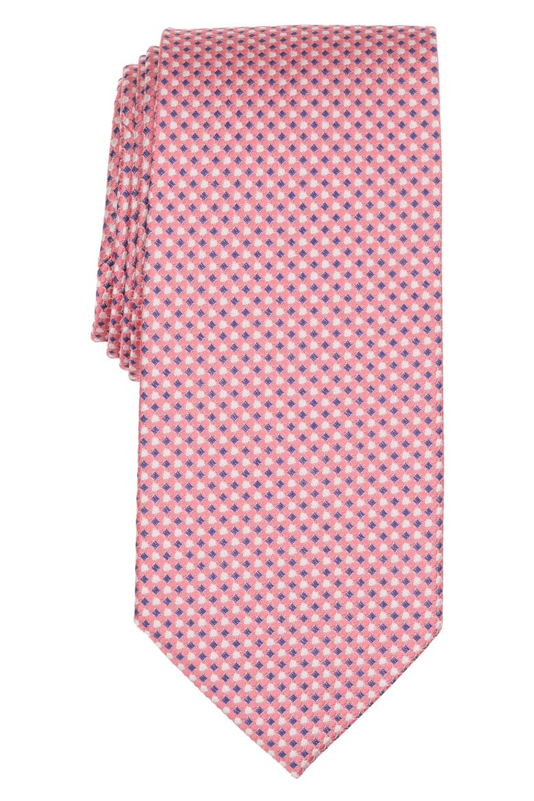 Neat Dot & Square Silk Blend Tie, Main, color, CORAL