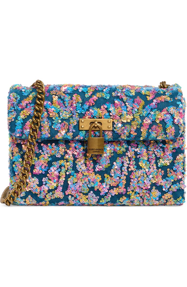 Kurt Geiger London Medium Brixton Sequins Shoulder Bag, Main, color, Blue Multi