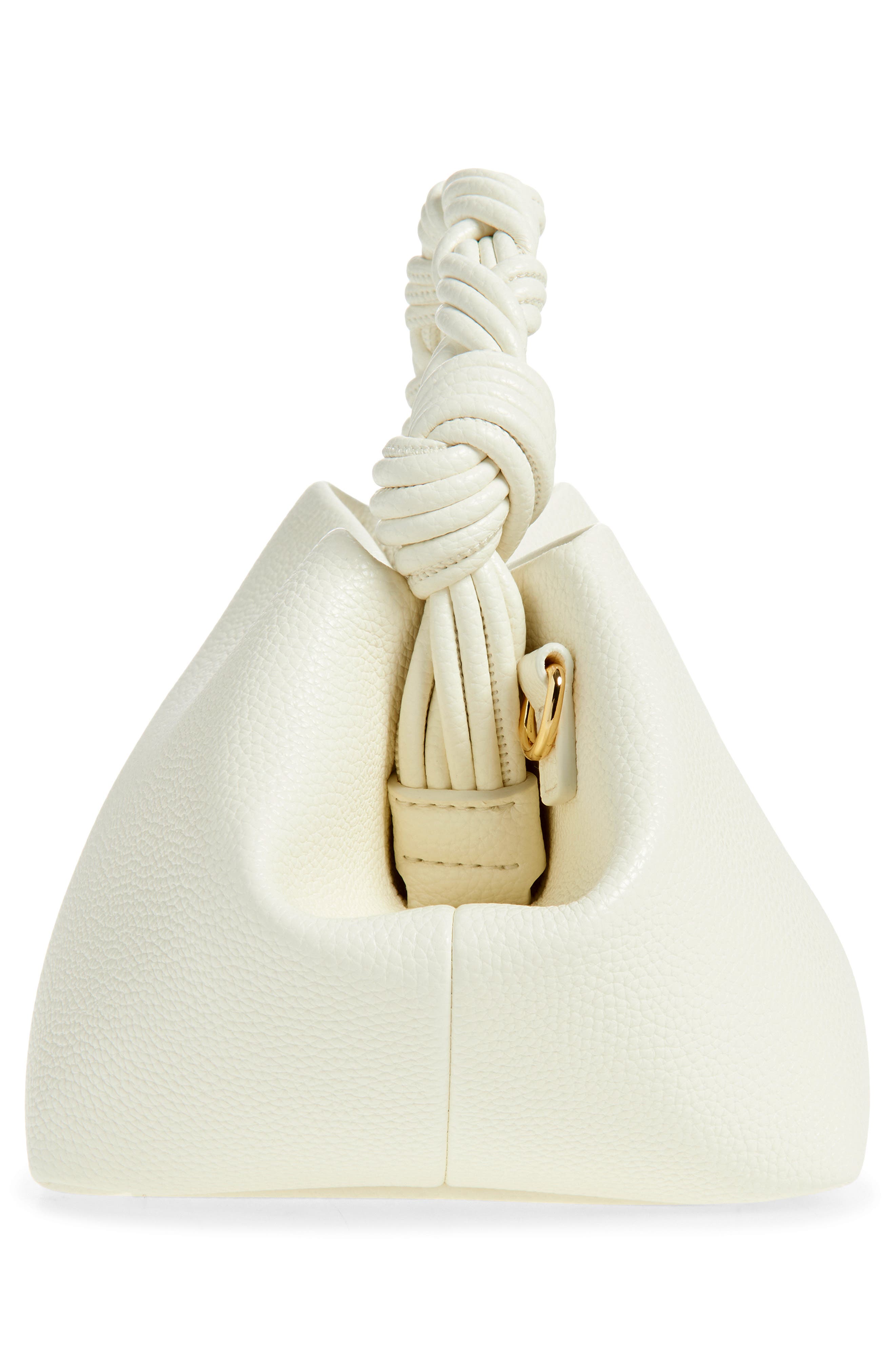 Ganni Small Bou Grained Faux Leather Top Handle Bag, Alternate, color, Egret